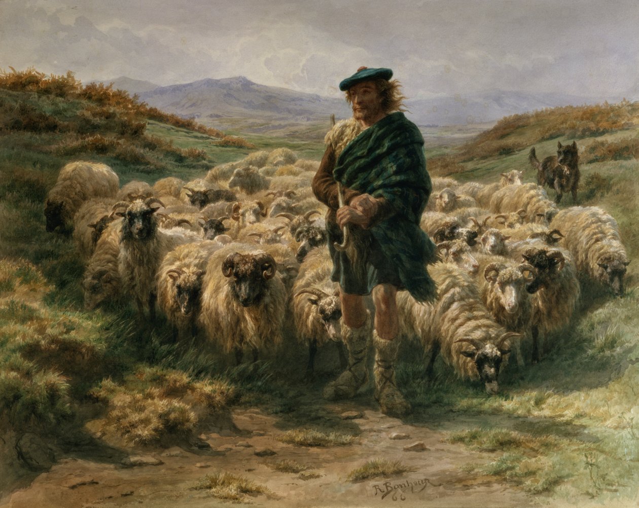 Highland Shepherd, akvarell av Rosa Bonheur