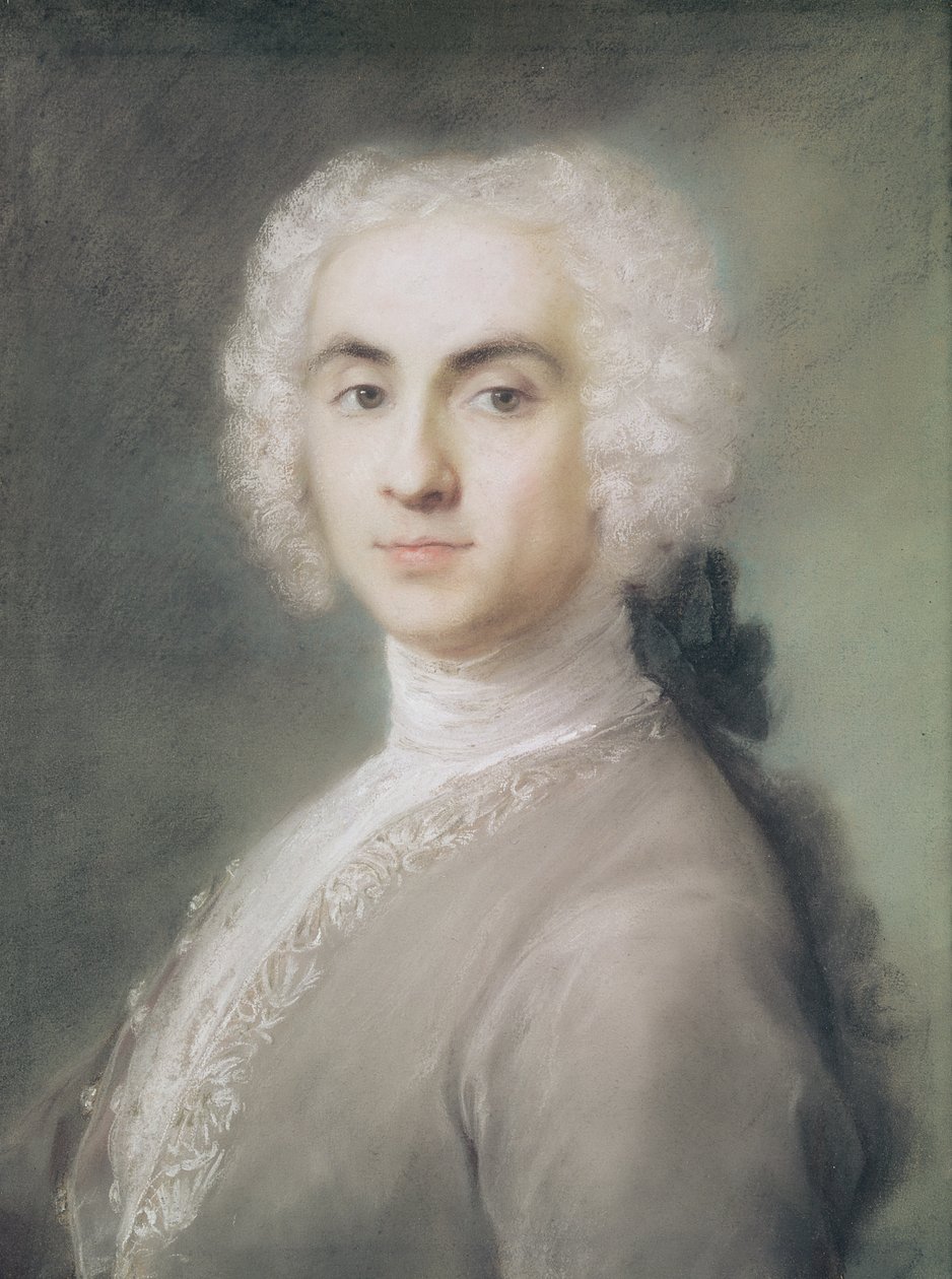 Portræt af en mand (pastel på papir) svensk av Rosalba Giovanna Carriera