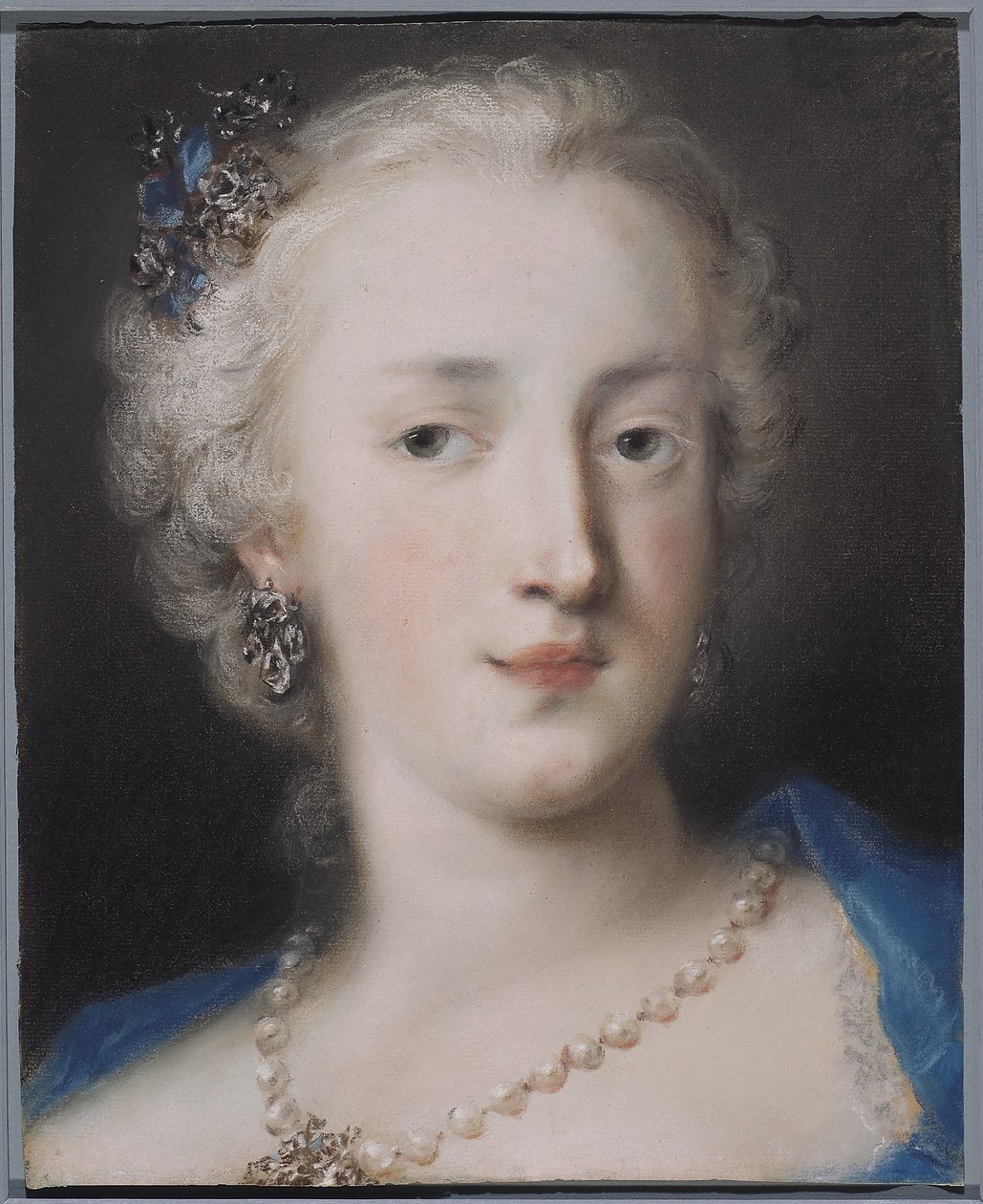 Porträtt av en kvinna, tidigt 1700-tal (pastell på blått papper) av Rosalba Giovanna Carriera
