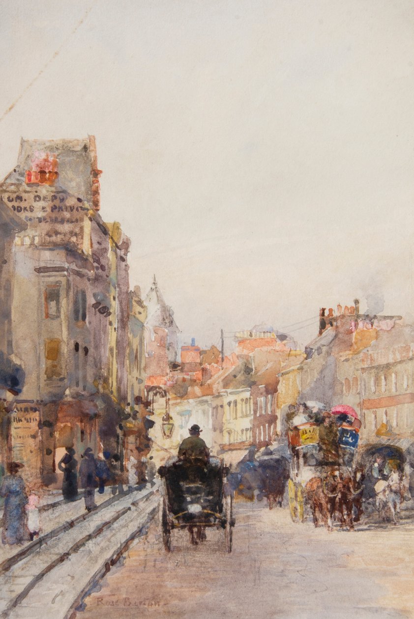 Brompton Road, blickar österut (akvarell) av Rose Maynard Barton