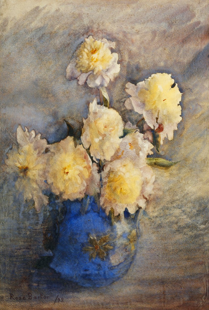 Pioner i en blå vas, 1899 av Rose Maynard Barton