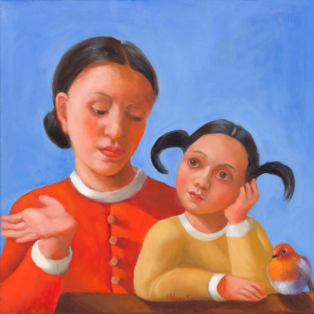 Learning New Things, 2022 (olja på duk) av Rosemarie Adcock