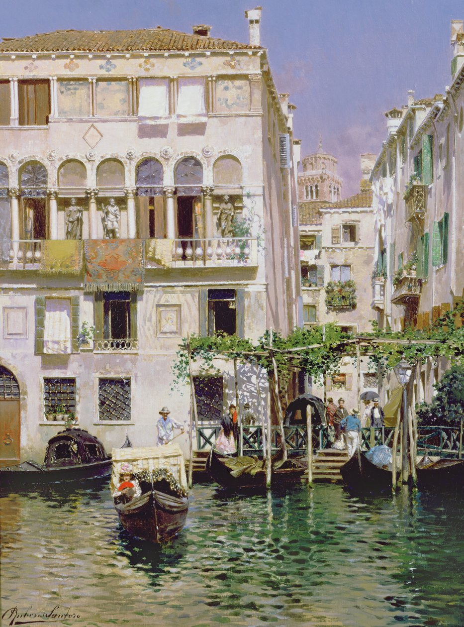 En kanalscene i Venedig av Rubens Santoro
