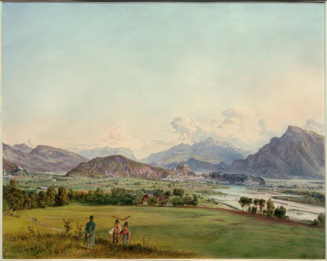 Utsikt över Salzburg av Rudolf von Alt