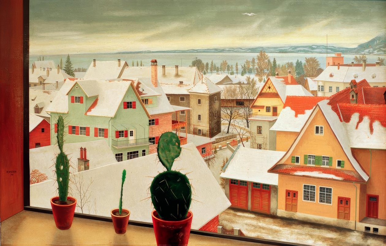 Vinterlandskap - utsikt från studion av Rudolf Wacker