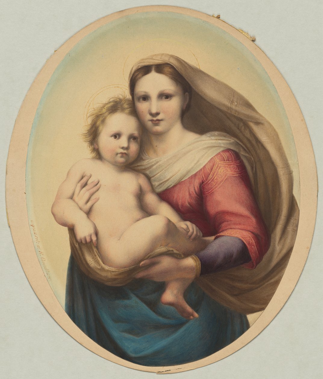 Kopia efter Rafaels sixtinska madonna, 1800-talet. av Rudolph Geudtner