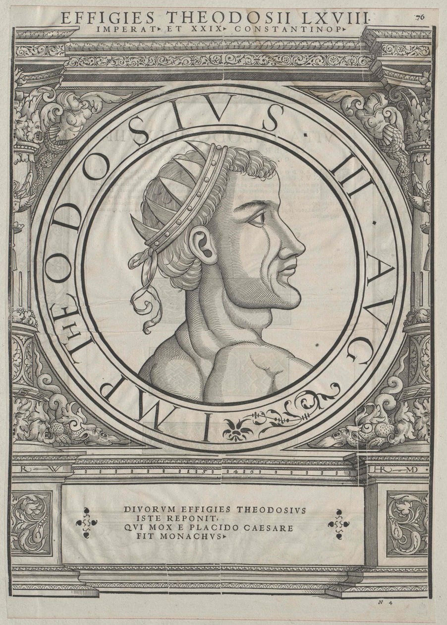 Östromerske kejsaren Theodosius III (tryck) av Rudolph Wyssenbach