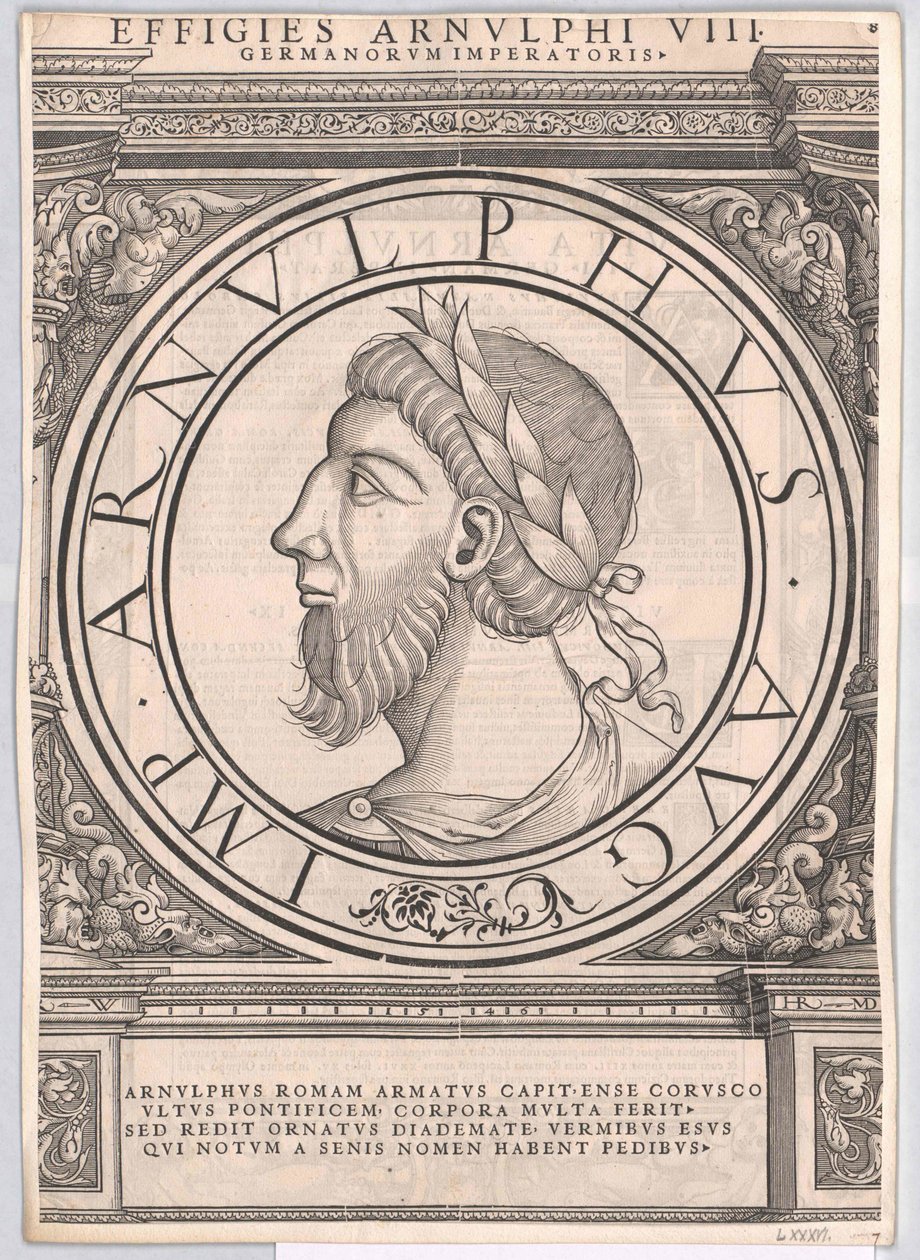 Romerska Östfrankiska kejsaren Arnulf (tryck) av Rudolph Wyssenbach