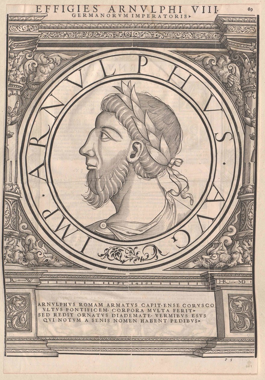 Romerska Östfrankiska kejsaren Arnulf (tryck) av Rudolph Wyssenbach