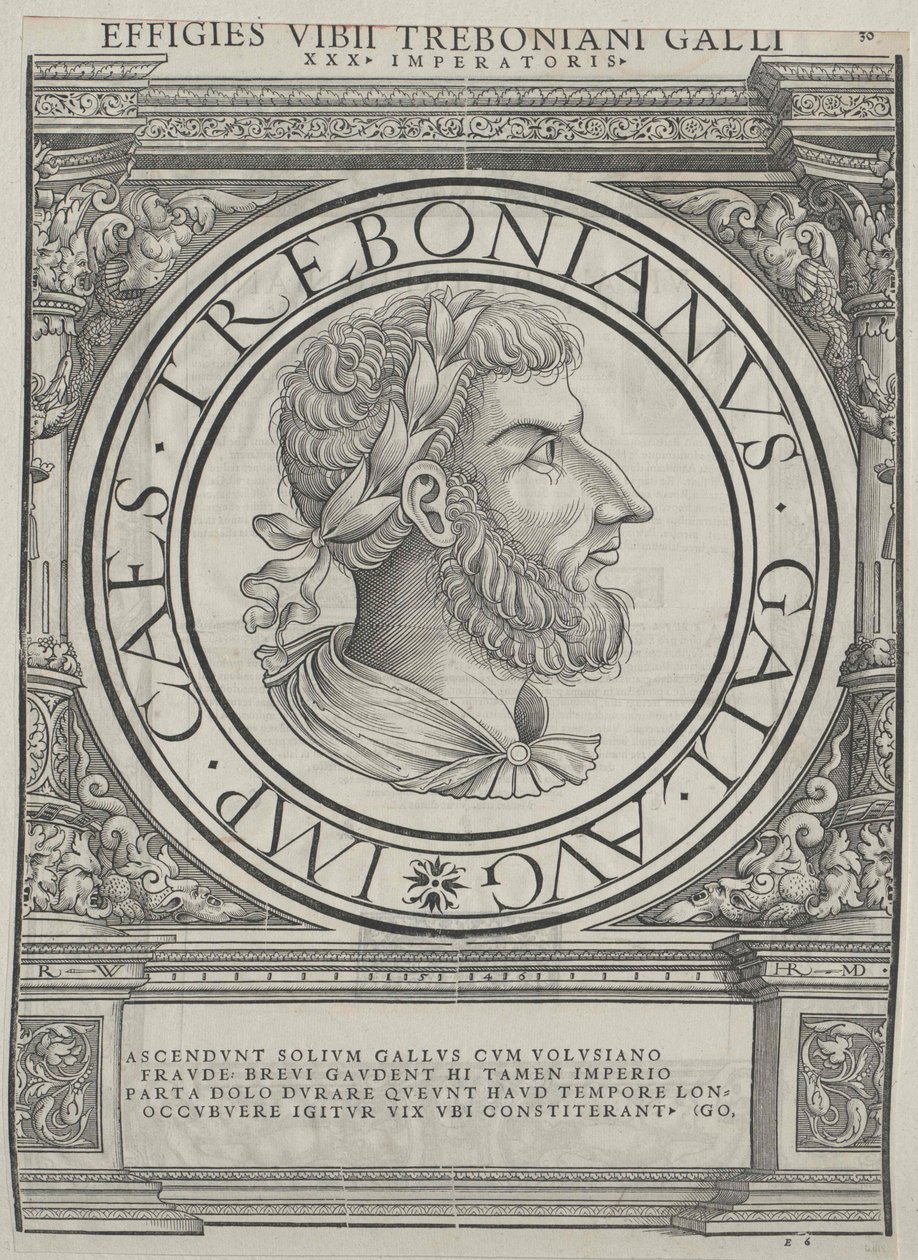 Romerske kejsaren Trebonianus Gallus (tryck) av Rudolph Wyssenbach