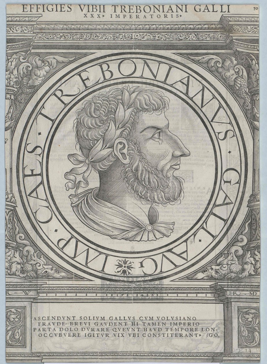 Romerske kejsaren Trebonianus Gallus (tryck) av Rudolph Wyssenbach