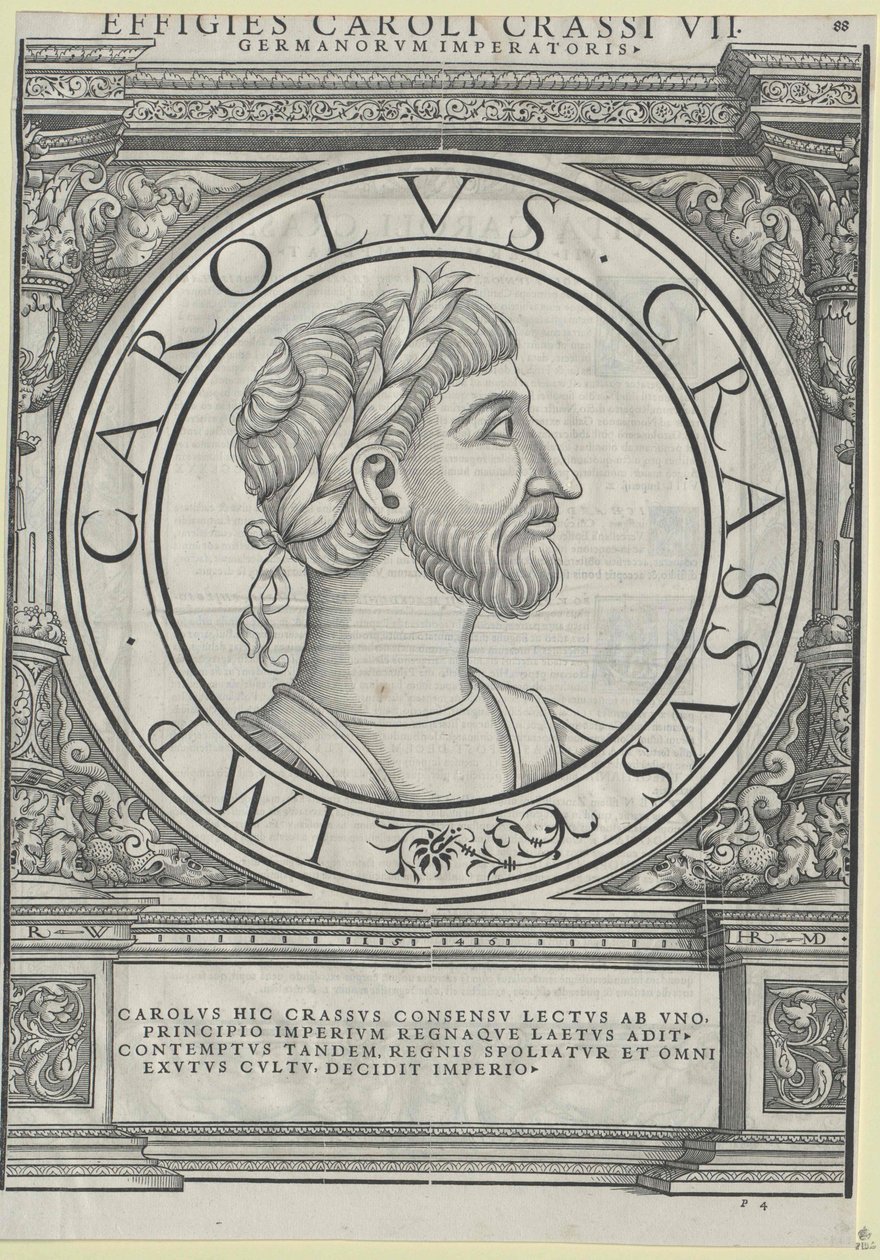 Den tjocke kejsaren Karl III (tryck) av Rudolph Wyssenbach