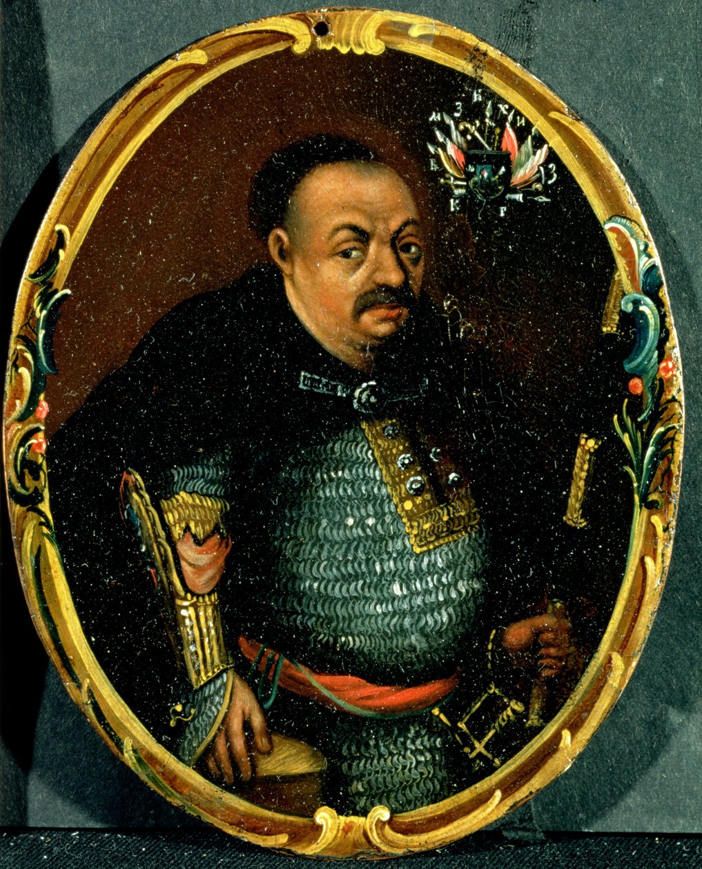Porträtt av Bohdan Khmelnytsky (ca 1595-1657) av Russian School