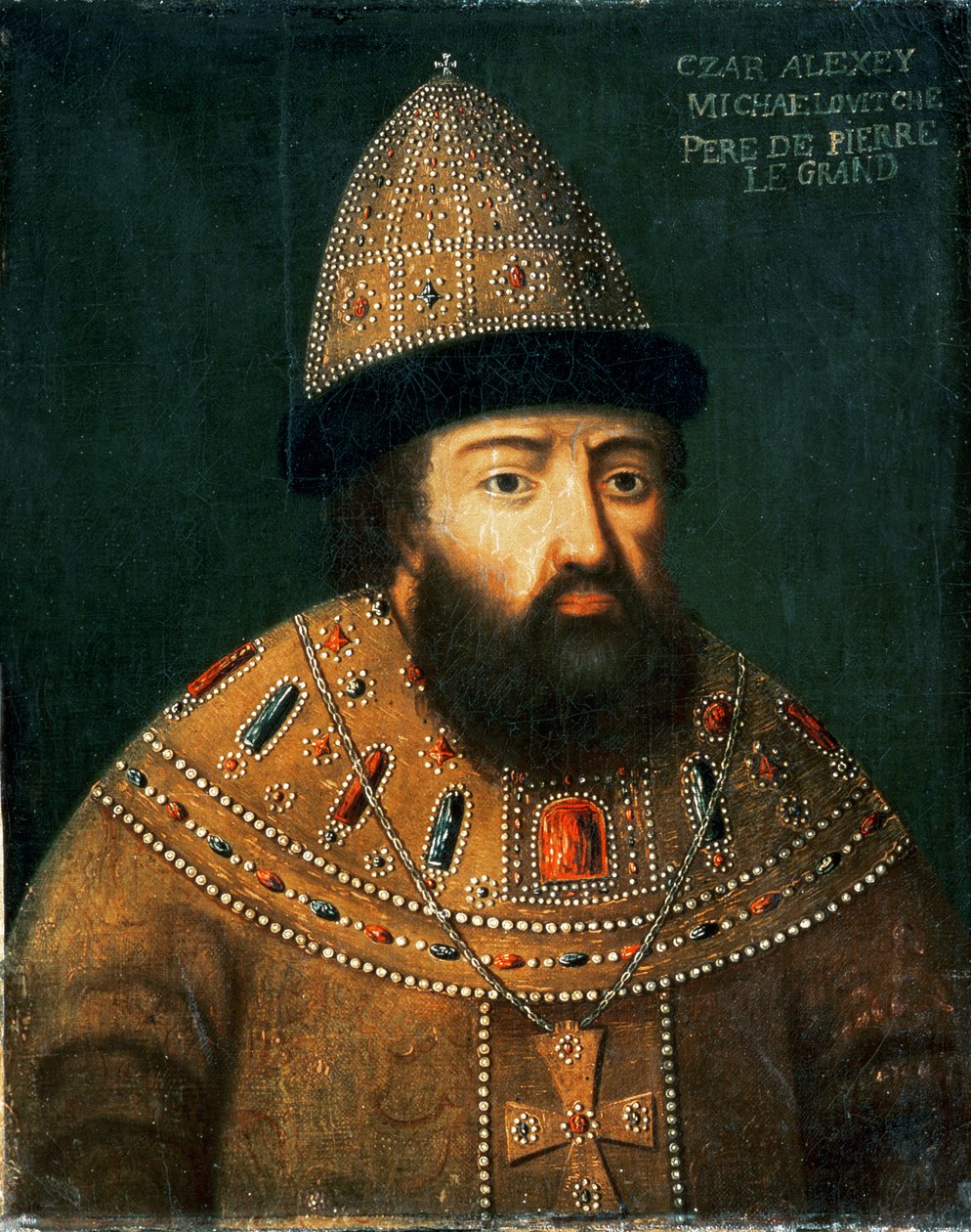 Porträtt av tsar Alexei I Mikhailovich (1629-shshsh) av Russian School