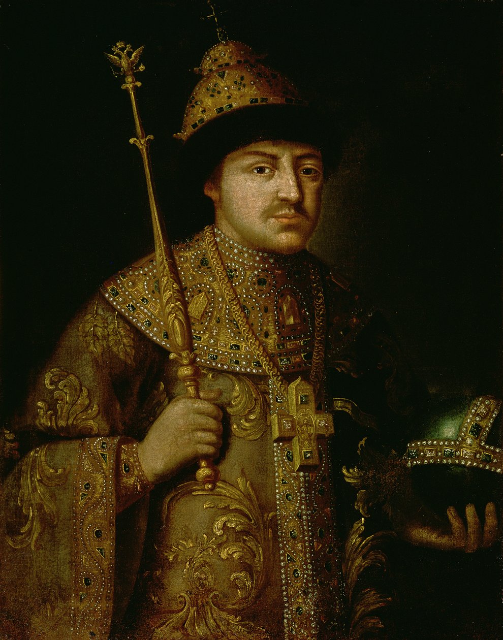 Porträtt av tsar Fjodor III Aleksijevitj (1661-1682) av Russian School