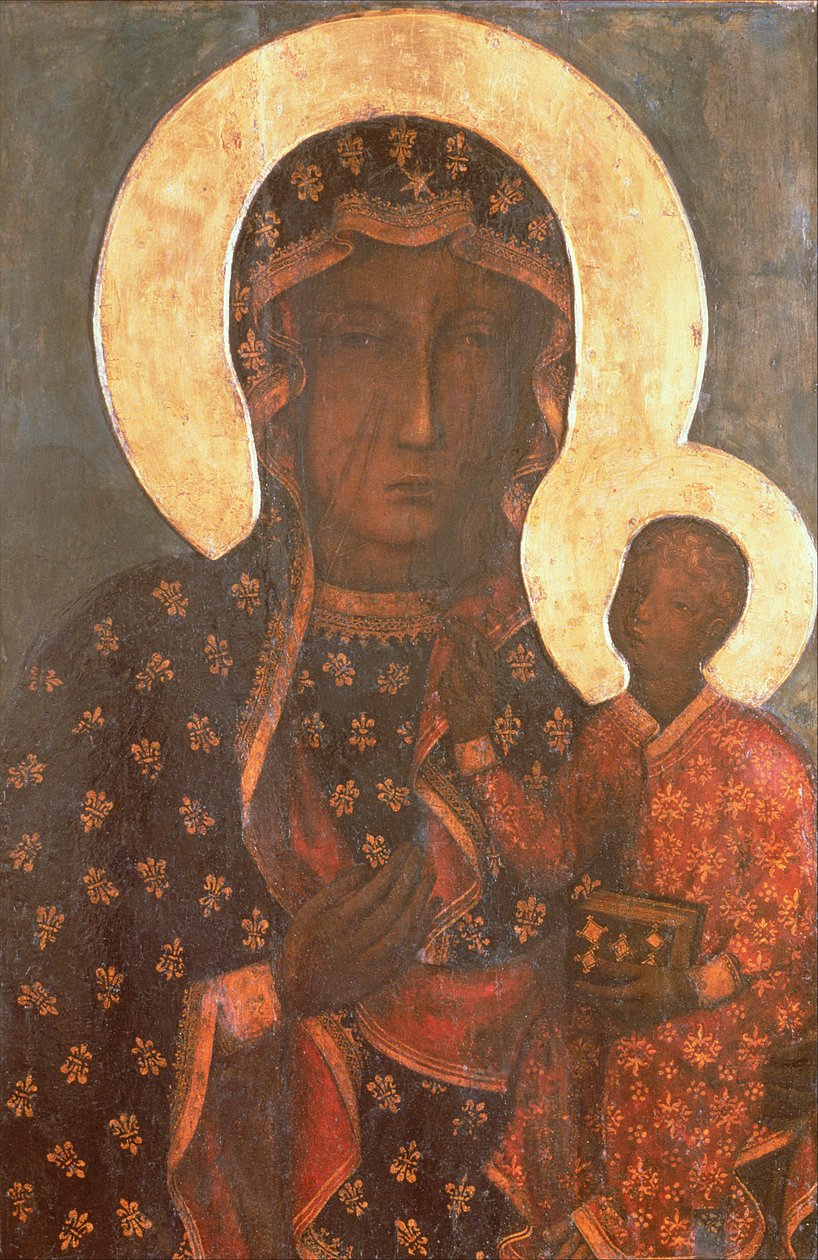 Den svarta madonnan av Jasna Gora, bysantinsk-rysk ikon (tempera på panelen) av Russian School