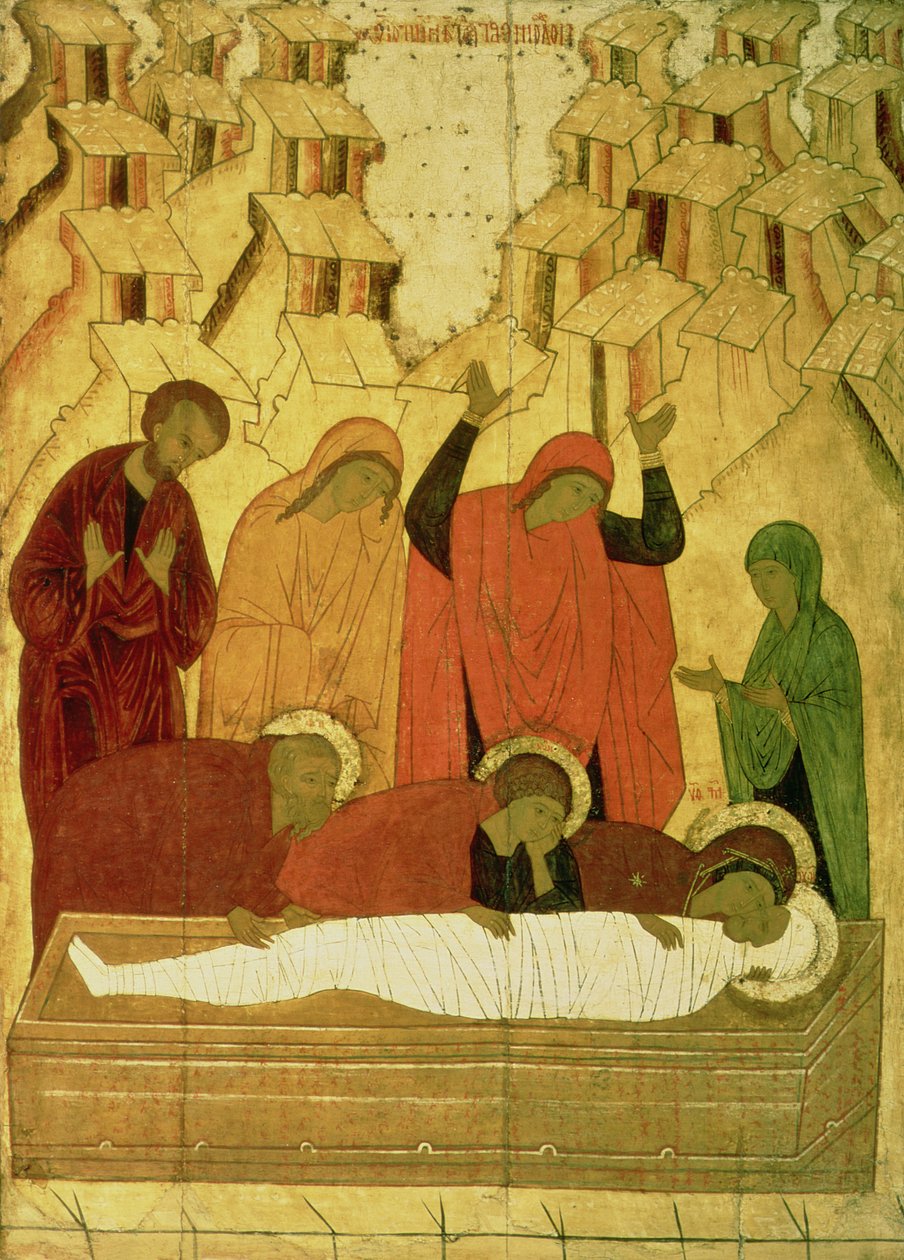Gravläggningen (tempera på panelen) av Russian School