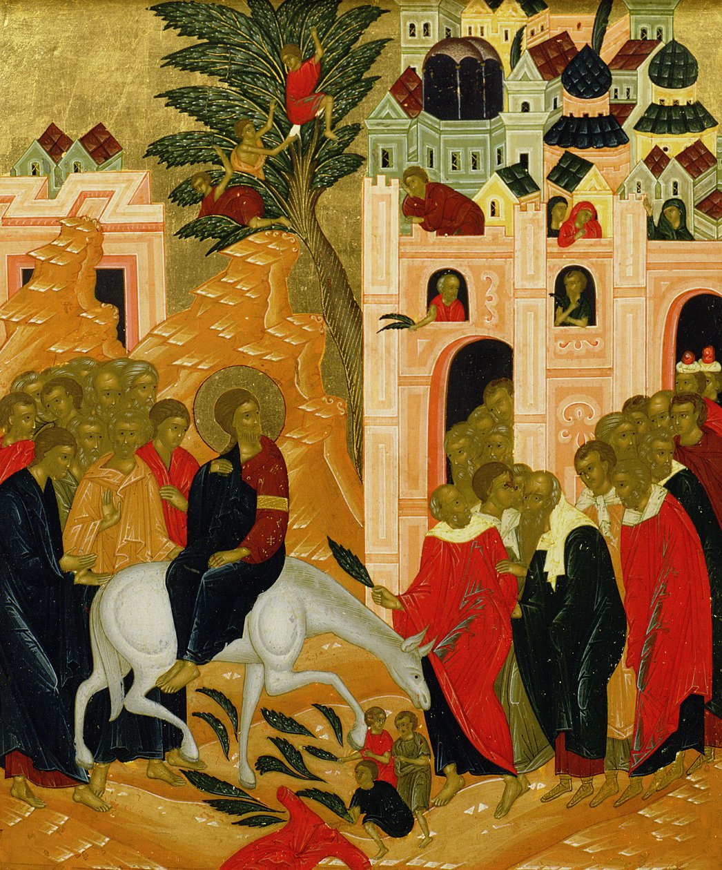 Kristi inträde i Jerusalem, ikon av Russian School