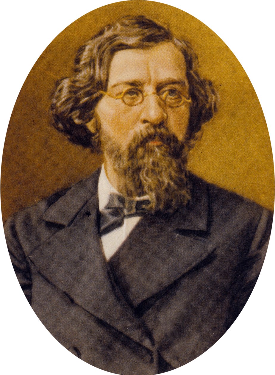 Nikolay Gavrilovich Chernychevsky (färg litho) av Russian School