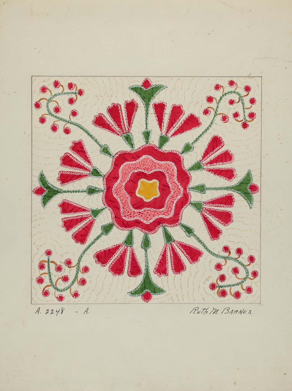 Applikation Quilt, ca. 1940. av Ruth M Barnes