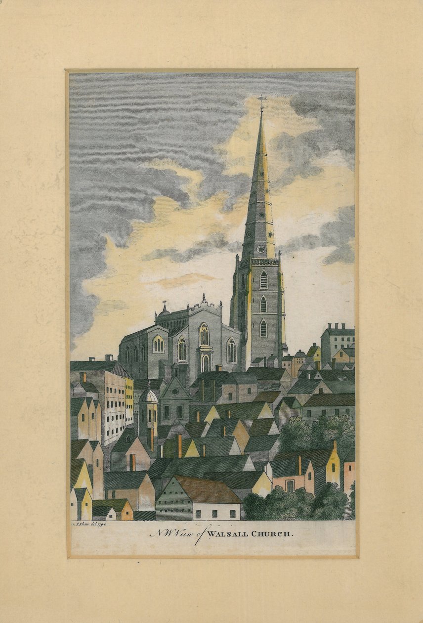NW View of Walsall Church, 1794 av S. Shaw