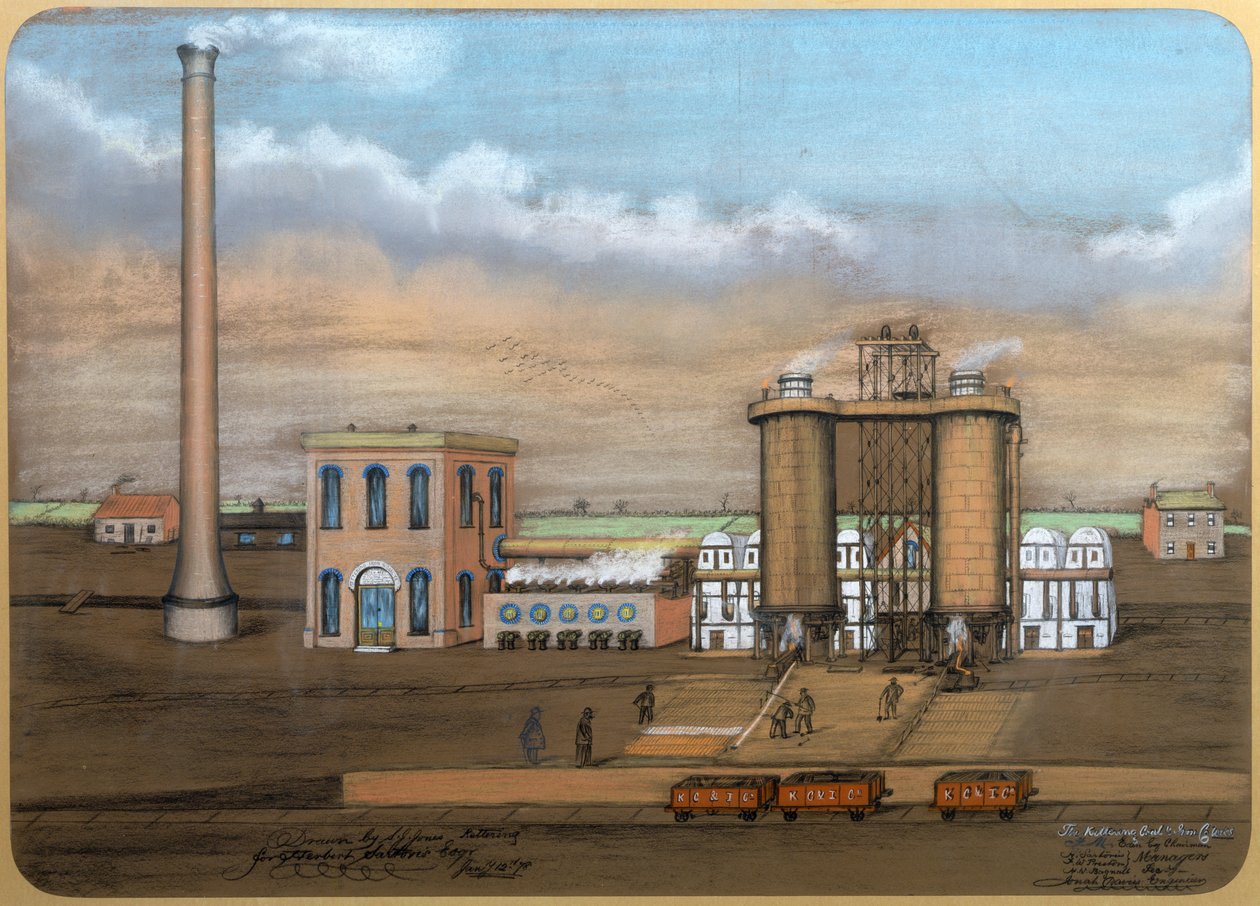 Kettering Furnaces, 1878 (pastell på papper) av S.J. Jones