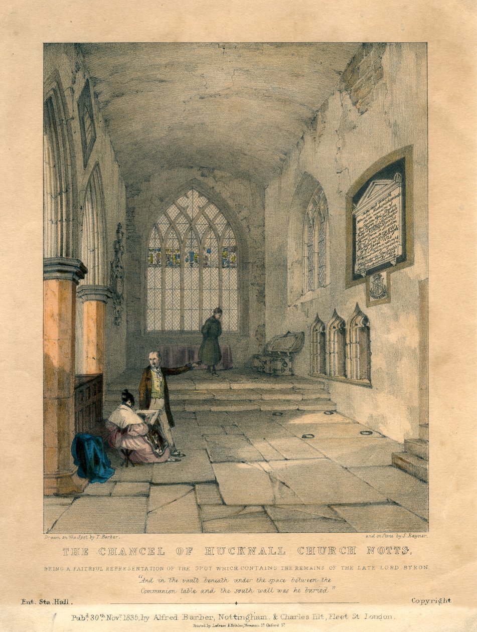 Koret i Hucknall Church, Nottinghamshire, 1835 av S Rayner