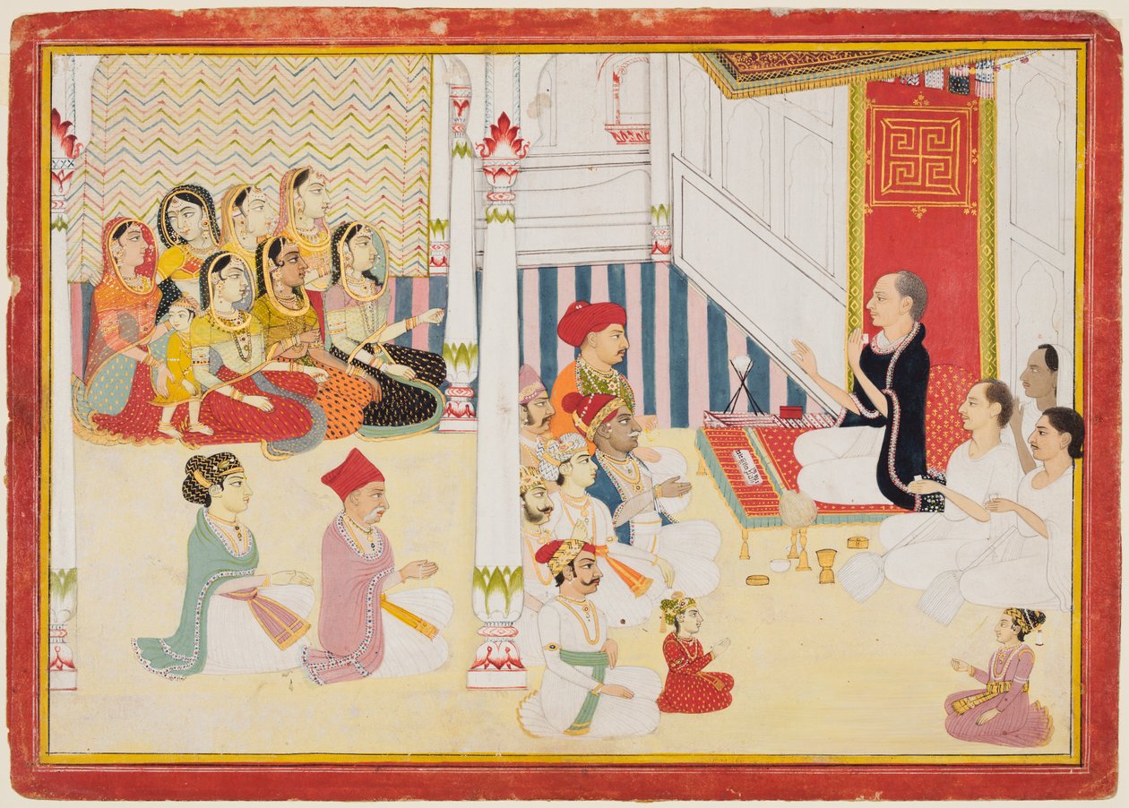 Svetambara Jain Lärare ger undervisning, c. 1750-60. av Sahib Ram