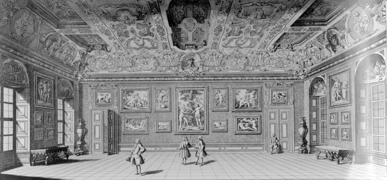 Bildgalleriet i Belvedere, Wien, publicerat i "Wondrous war and victory encampment of the supreme hero of our age Eugene Francis Duke of Savoy and Piedmont", c.1731-1740 av Salomon Kleiner