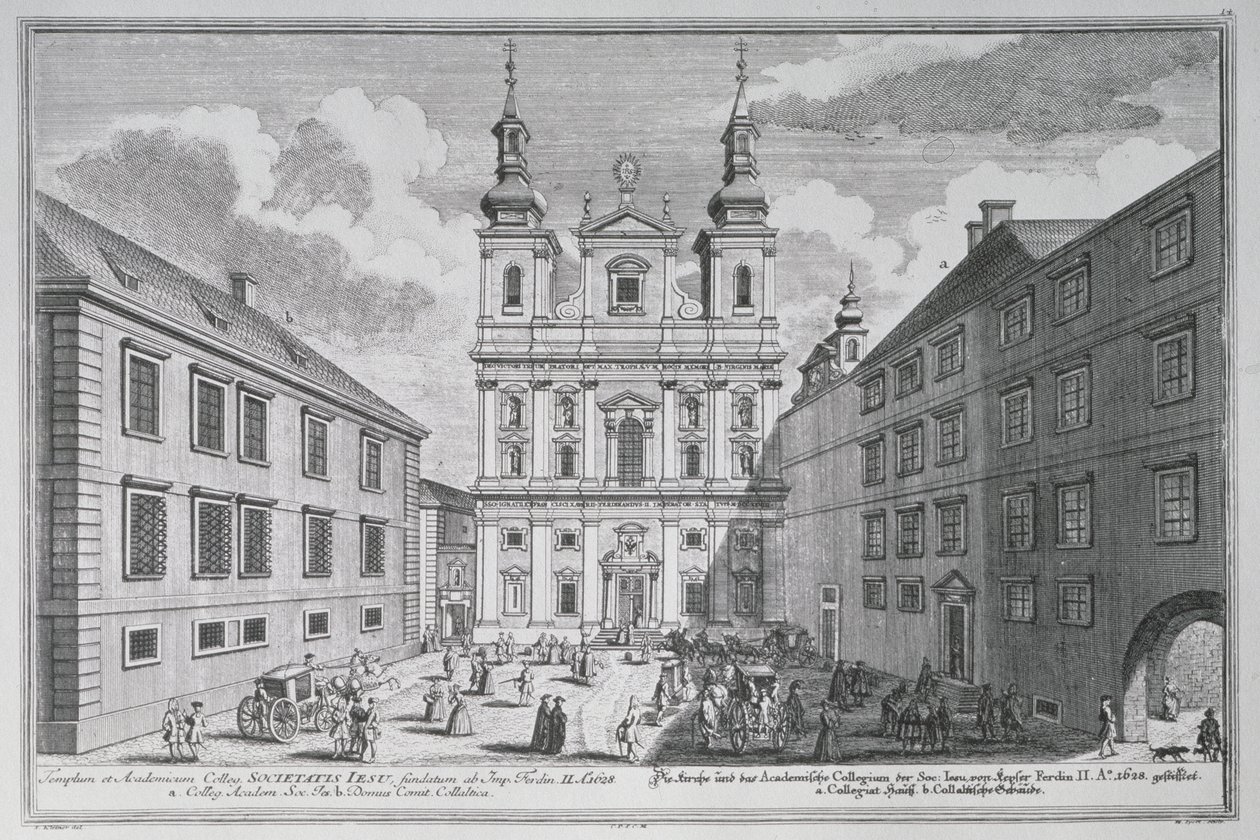 Utsikt över Jesuitenkirche och Dr-Ignaz-Seipal-Platz i Wien av Salomon Kleiner