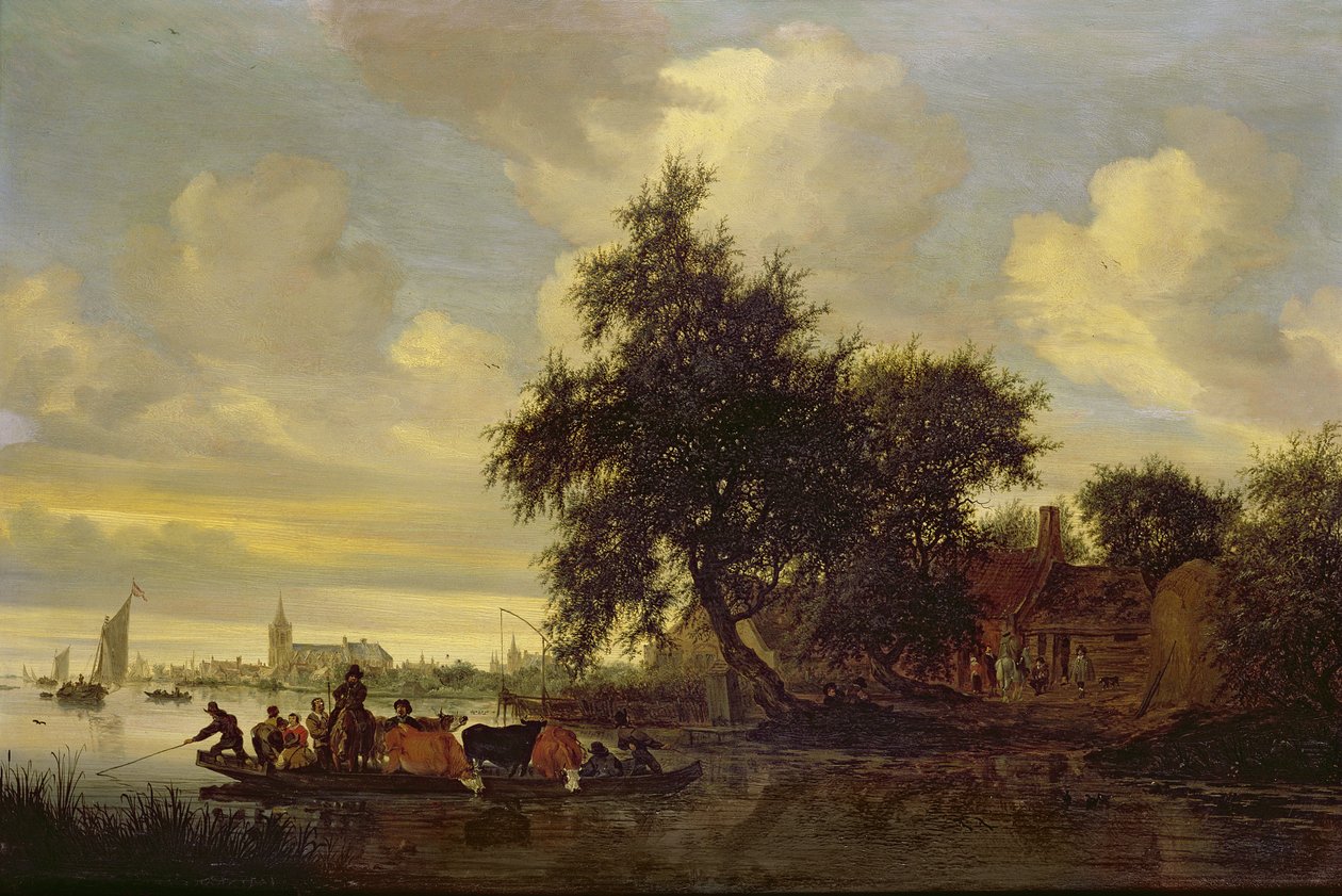 Flodlandskap med färja, 1633 (olja) av Salomon van Ruisdael or Ruysdael