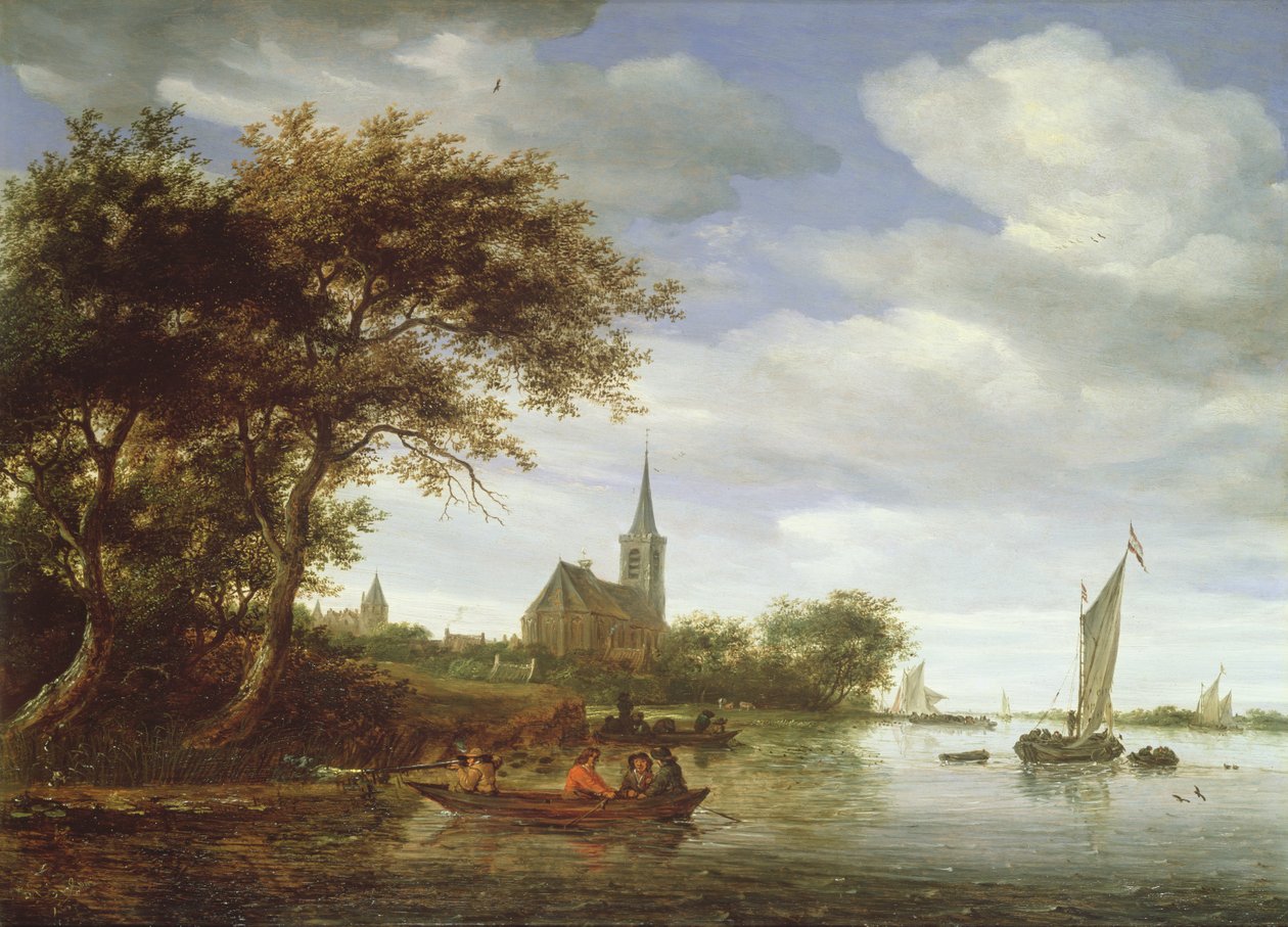 River Scene, 1663 av Salomon van Ruisdael or Ruysdael