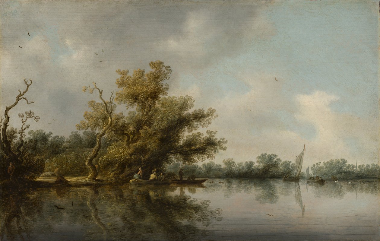 Flodbredd med träd av Salomon van Ruisdael or Ruysdael