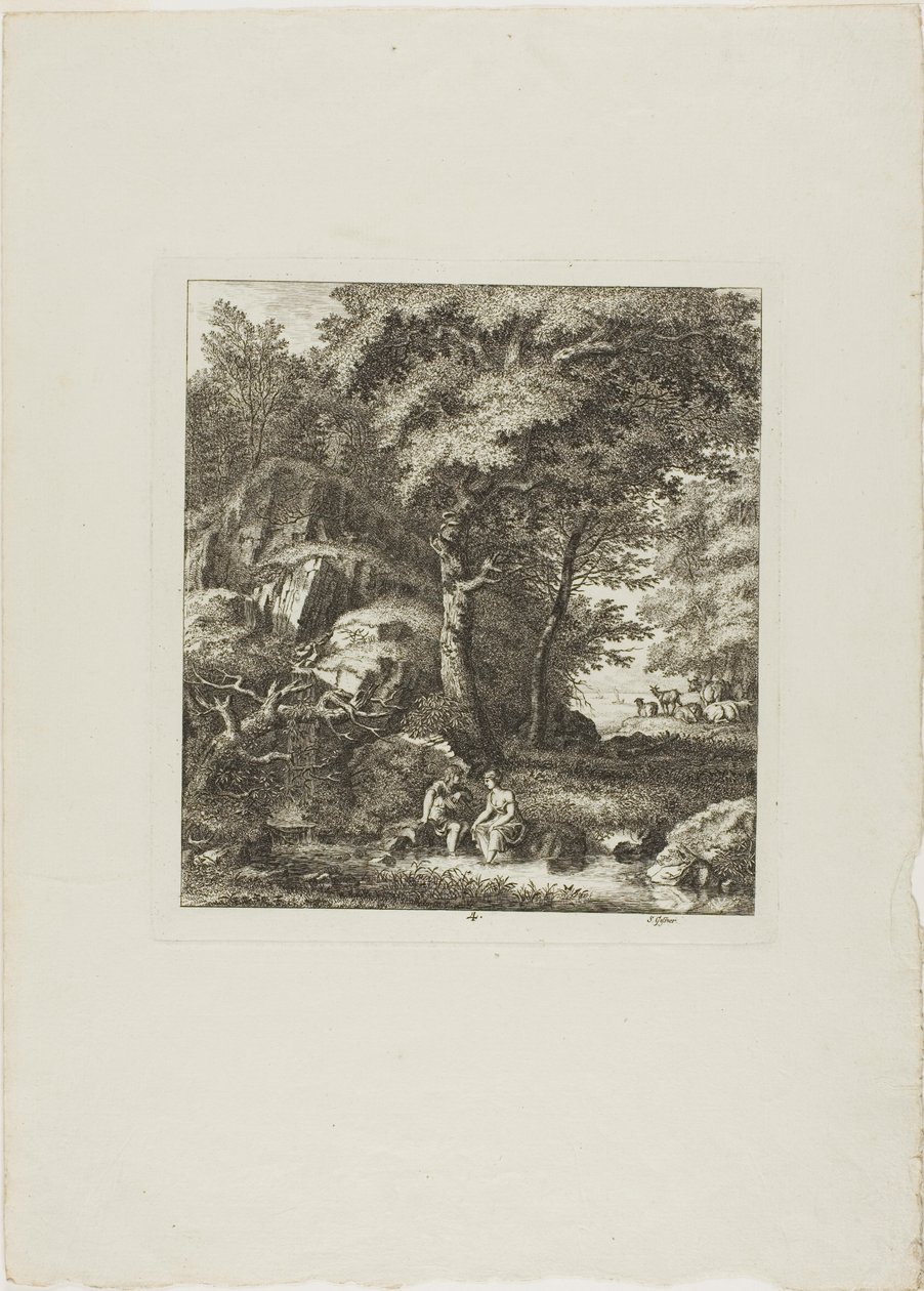 Par sittande i en glänta av Salomon Gessner