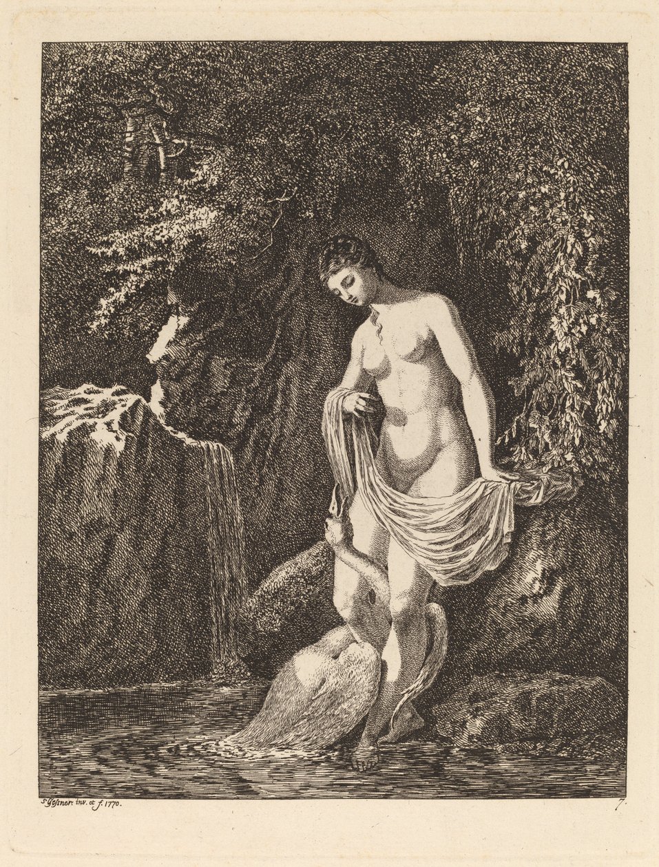 Leda och Svanen av Salomon Gessner