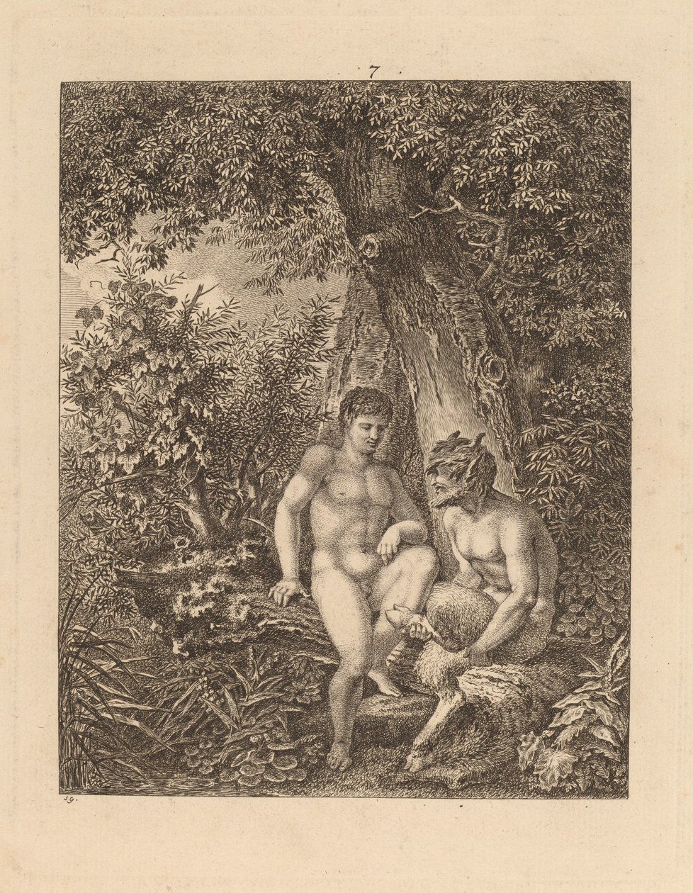 Två satyrer i en skog, 1777. av Salomon Gessner