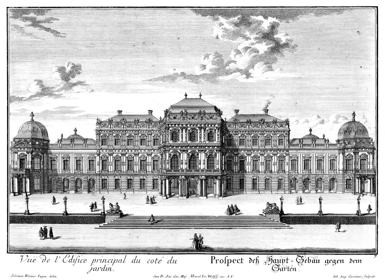 Trädgårdsfronten på övre slottet av Salomon Kleiner