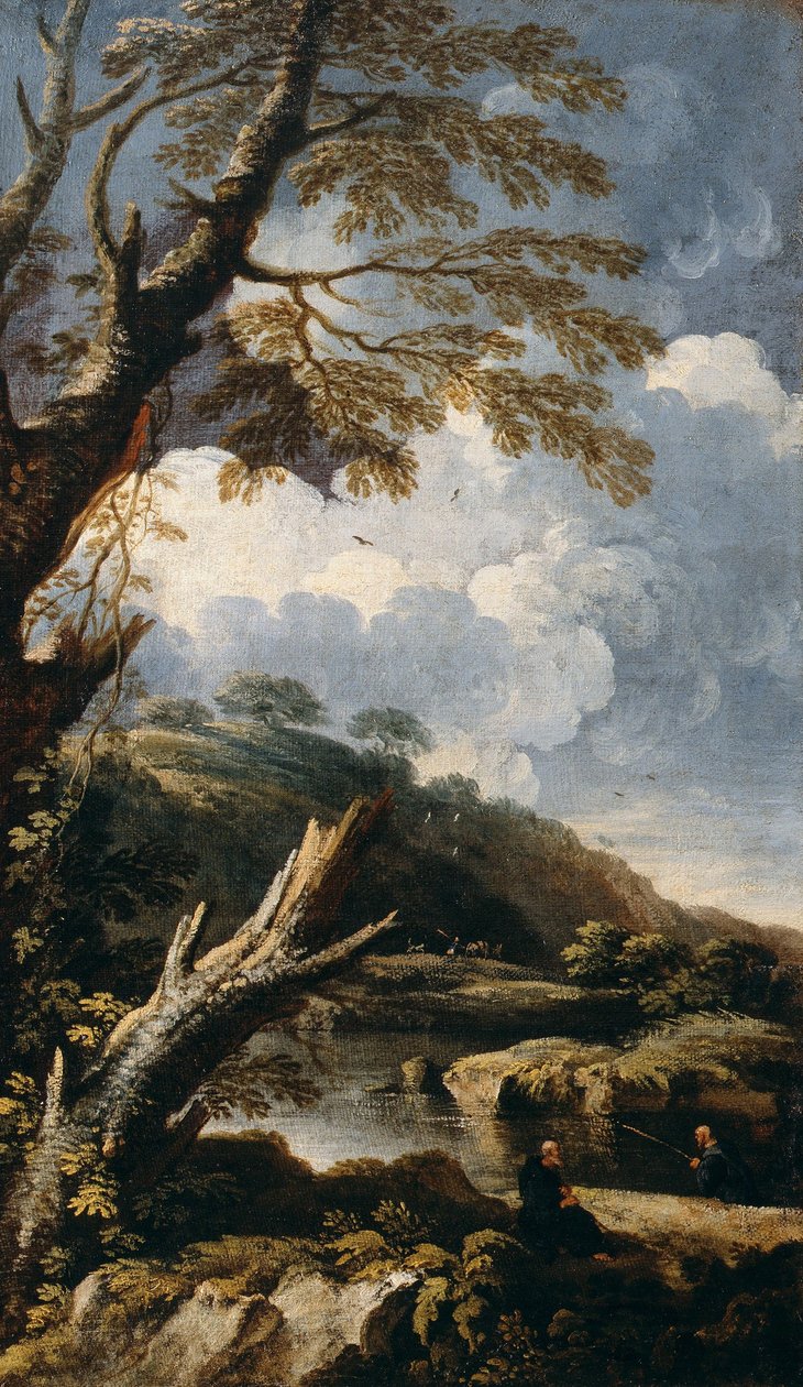 Monks Fishing av Salvator Rosa