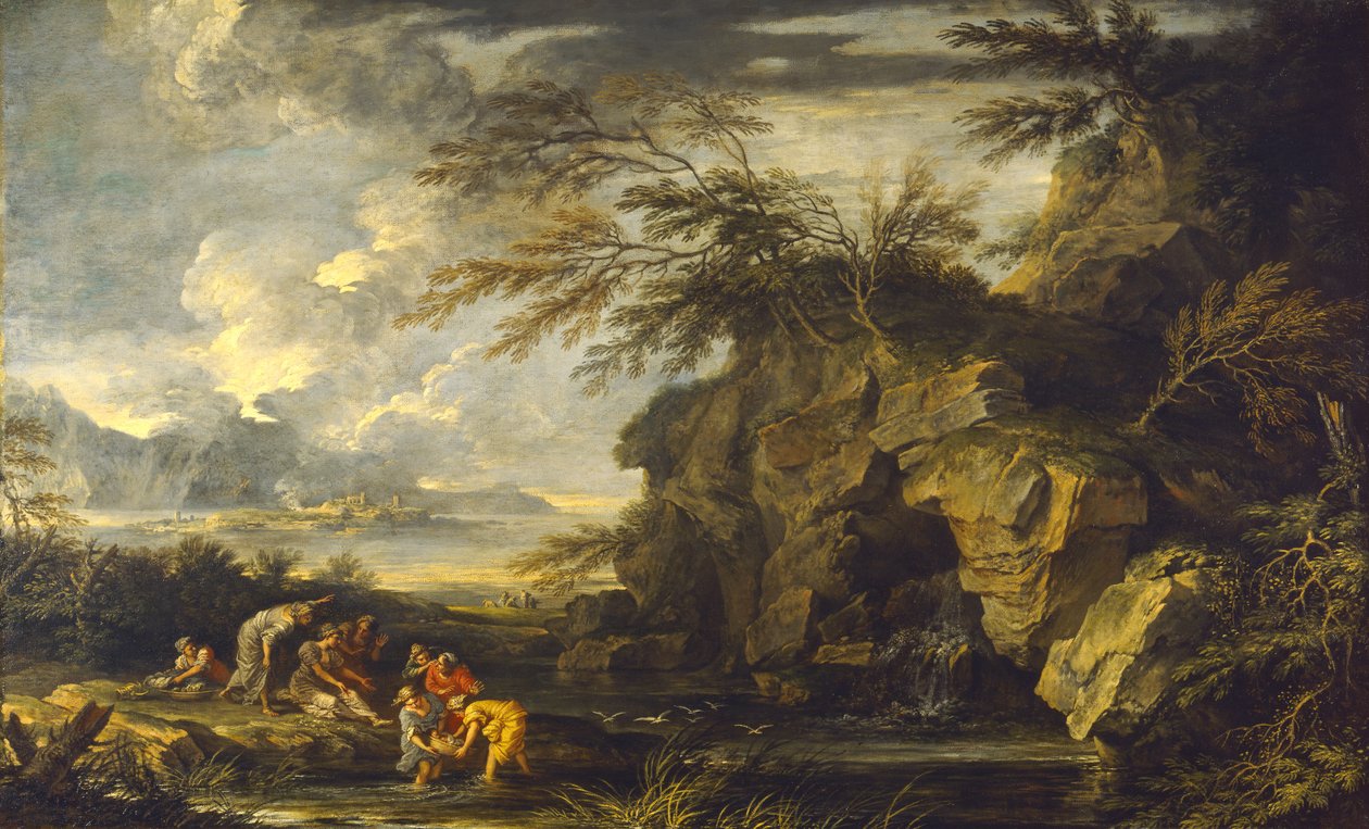 Fyndet av Moses, c.1660-65 av Salvator Rosa