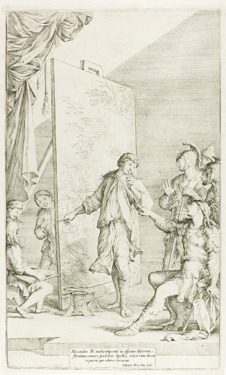 Alexander i studion i Apelles av Salvator Rosa