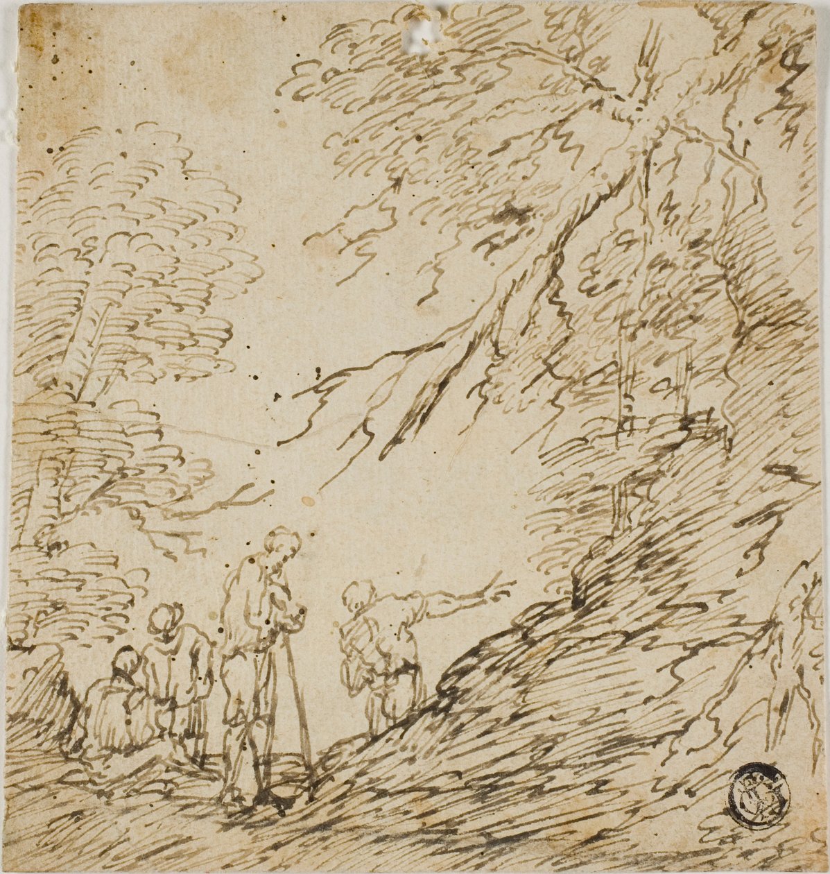 Fyra män i en skog av Salvator Rosa