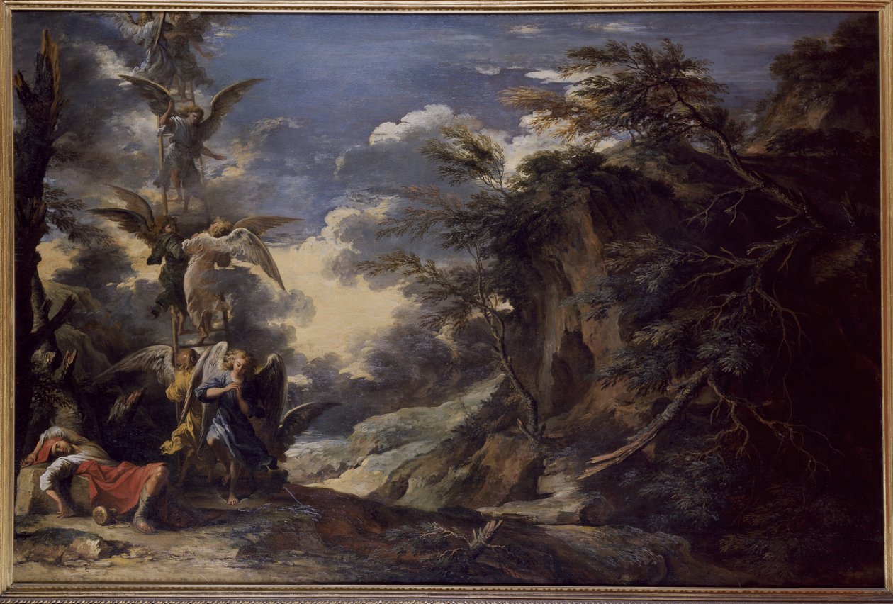 Jakobs dröm (olja på duk) av Salvator Rosa