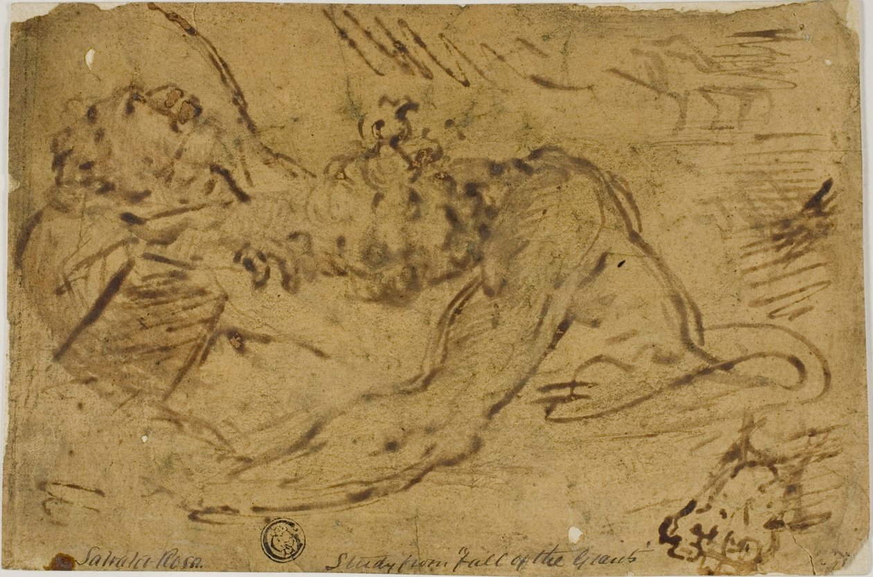Två grapplingfigurer av Salvator Rosa