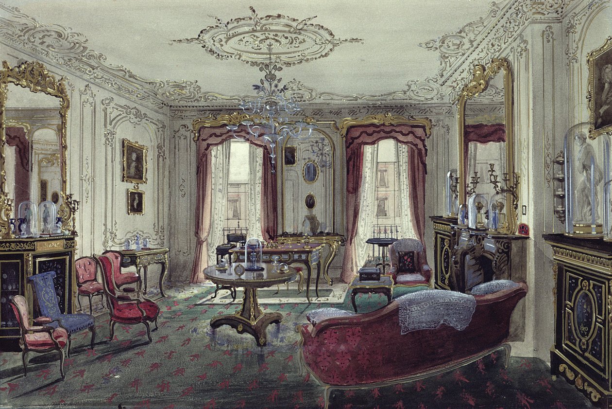 Interiör av en salong i ett stadshus, 1800-talet (akvarell) av Samuel A. Rayner
