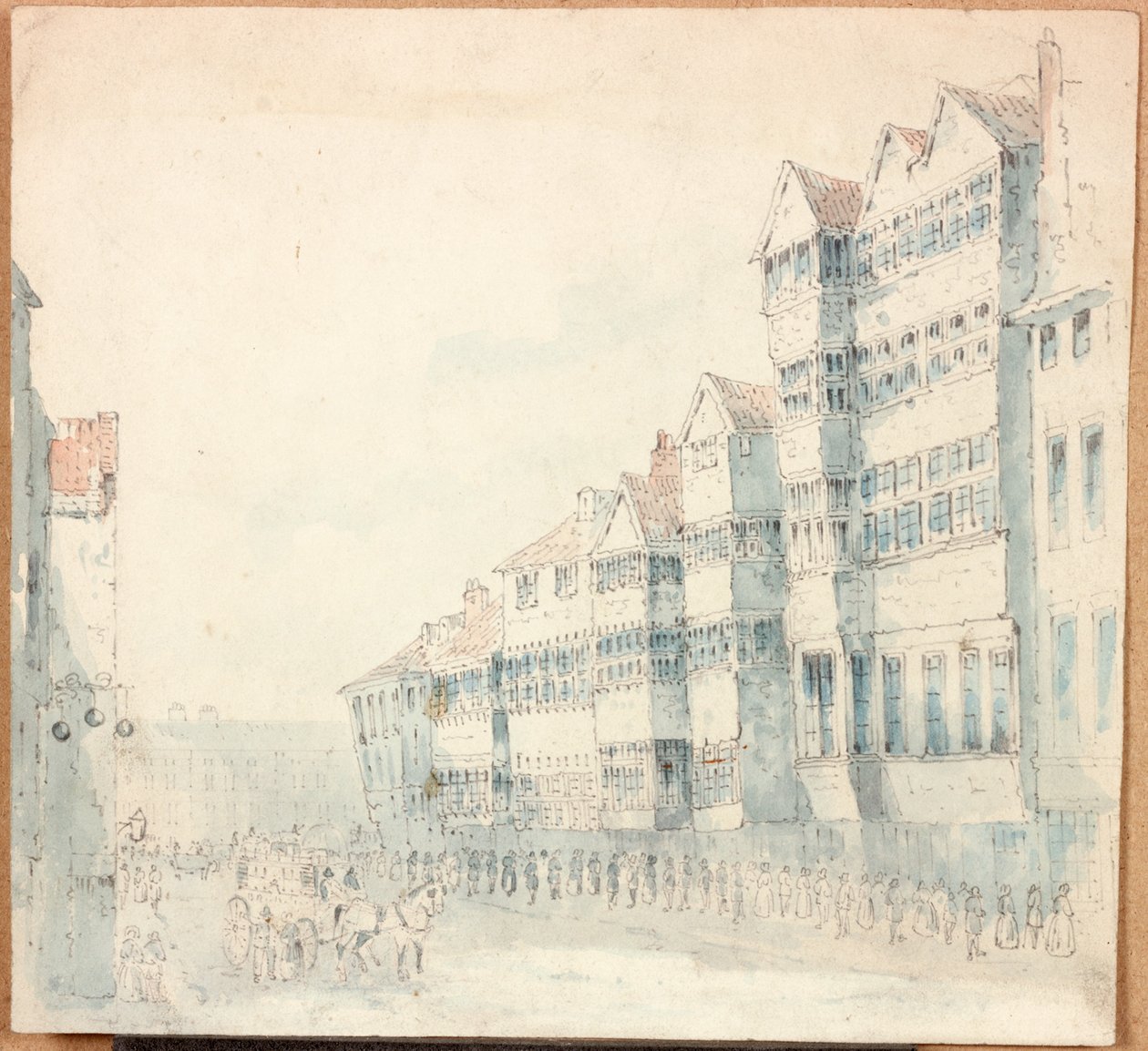 Gatuscen, 1843 (blyerts och wc på papper) av Samuel Bilston