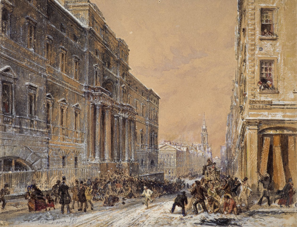 Snöboll utanför Edinburgh University av Samuel Bough