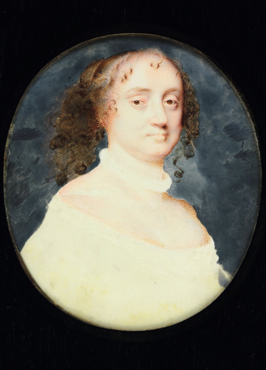 Porträtt av Barbara Villiers, grevinnan av Suffolk (wc på pergament) av Samuel Cooper