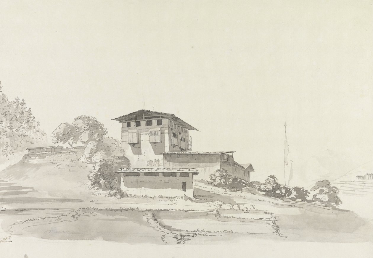 Wankaka, Uganda 1783 (wc & grafit på papper) av Samuel Davis