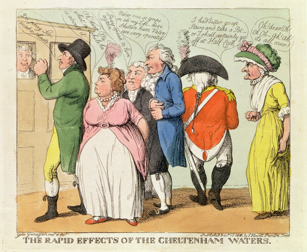The Rapid Effects of the Cheltenham Waters, 1818 (handfärgad gravyr) av Samuel Howitt