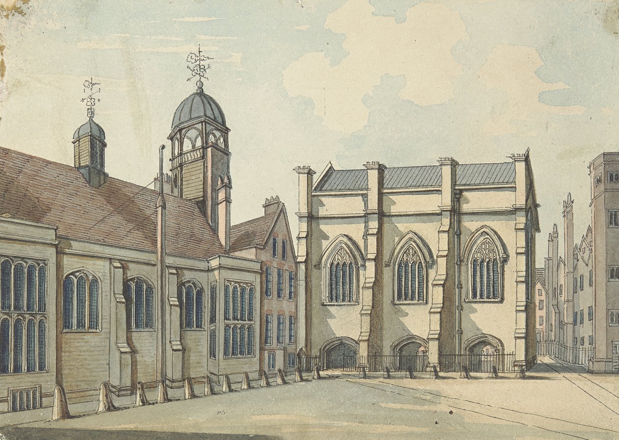 Lincolns Inn Hall and Chapel (wc med penna och bläck över grafit på papper) av Samuel Ireland